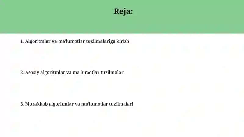 Algoritm va ma'lumotlar tuzilmalari 2