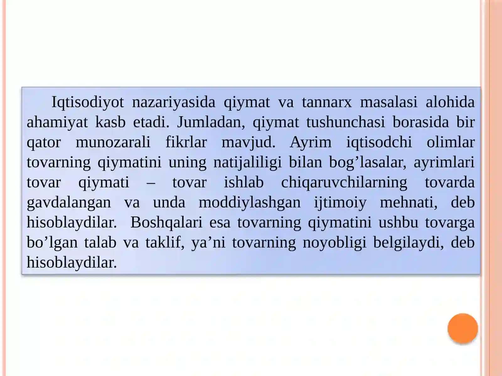 Qiymat va tannarx masalasi 2