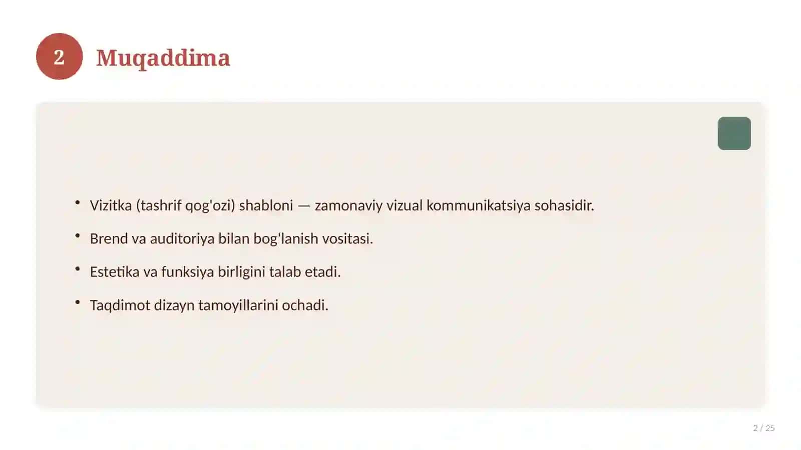 Vizitka (tashrif qog'ozi) shabloni 2