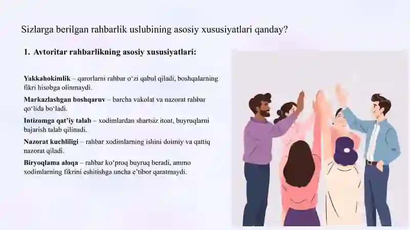 Rahbarlik uslublari va ularning samaradorligi 2