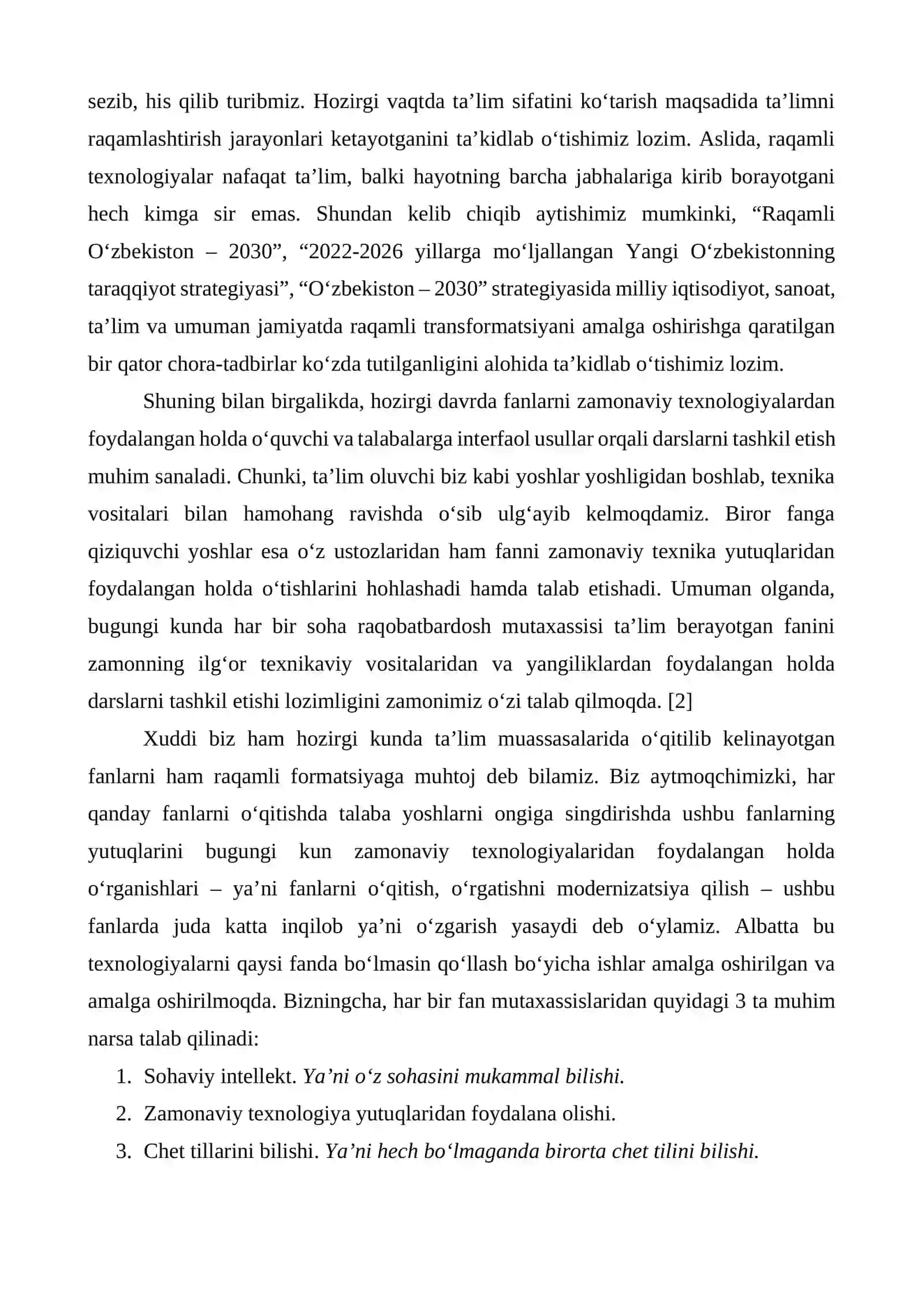 DARS MASHGULOTLARIDA RAQAMLI TЕXNOLOGIYALARDAN FOYDALANISH ISTIQBOLLARI 2