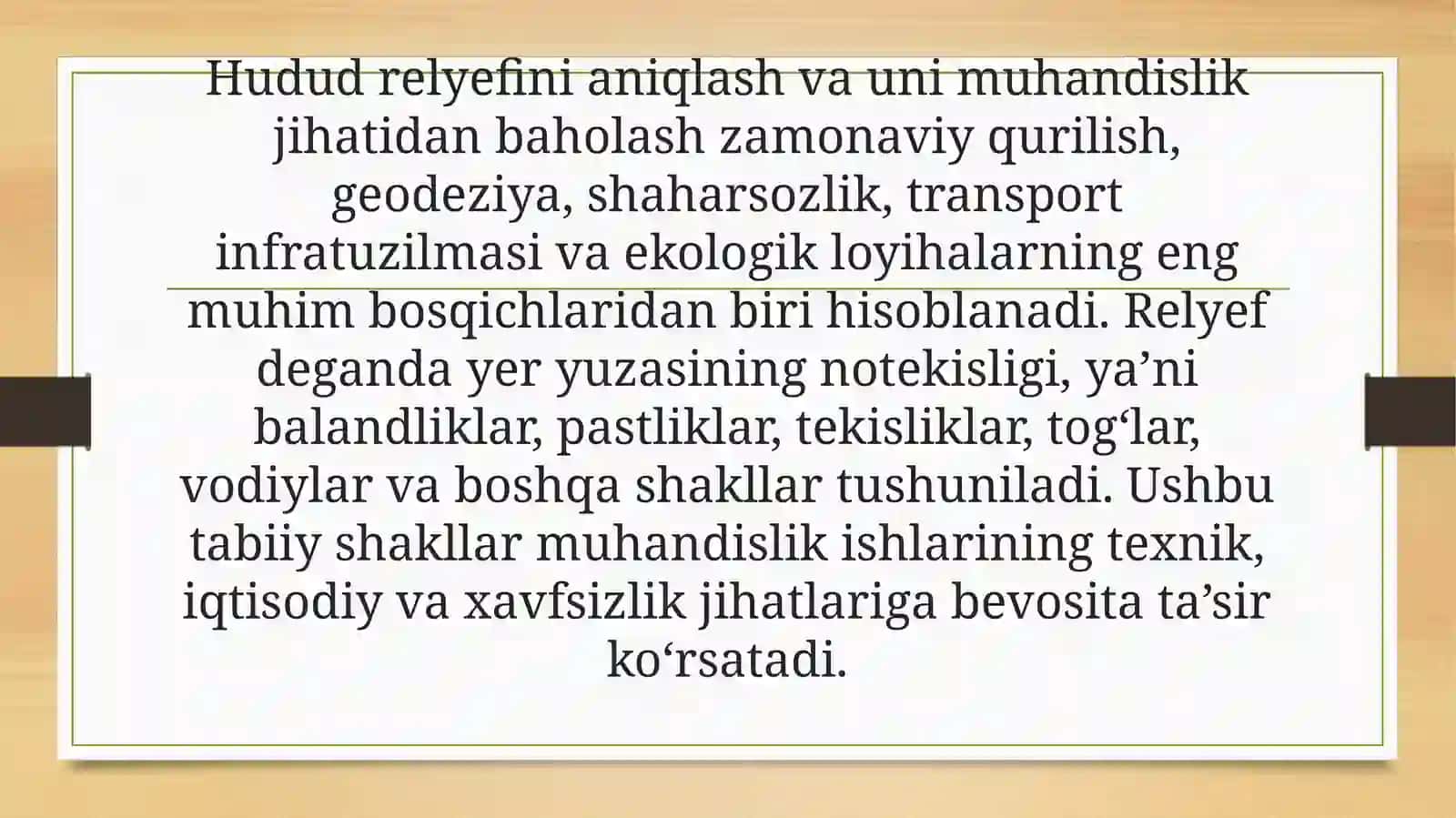 Hudud relyefini aniqlash va uni muhandislik jihatidan baholash 2