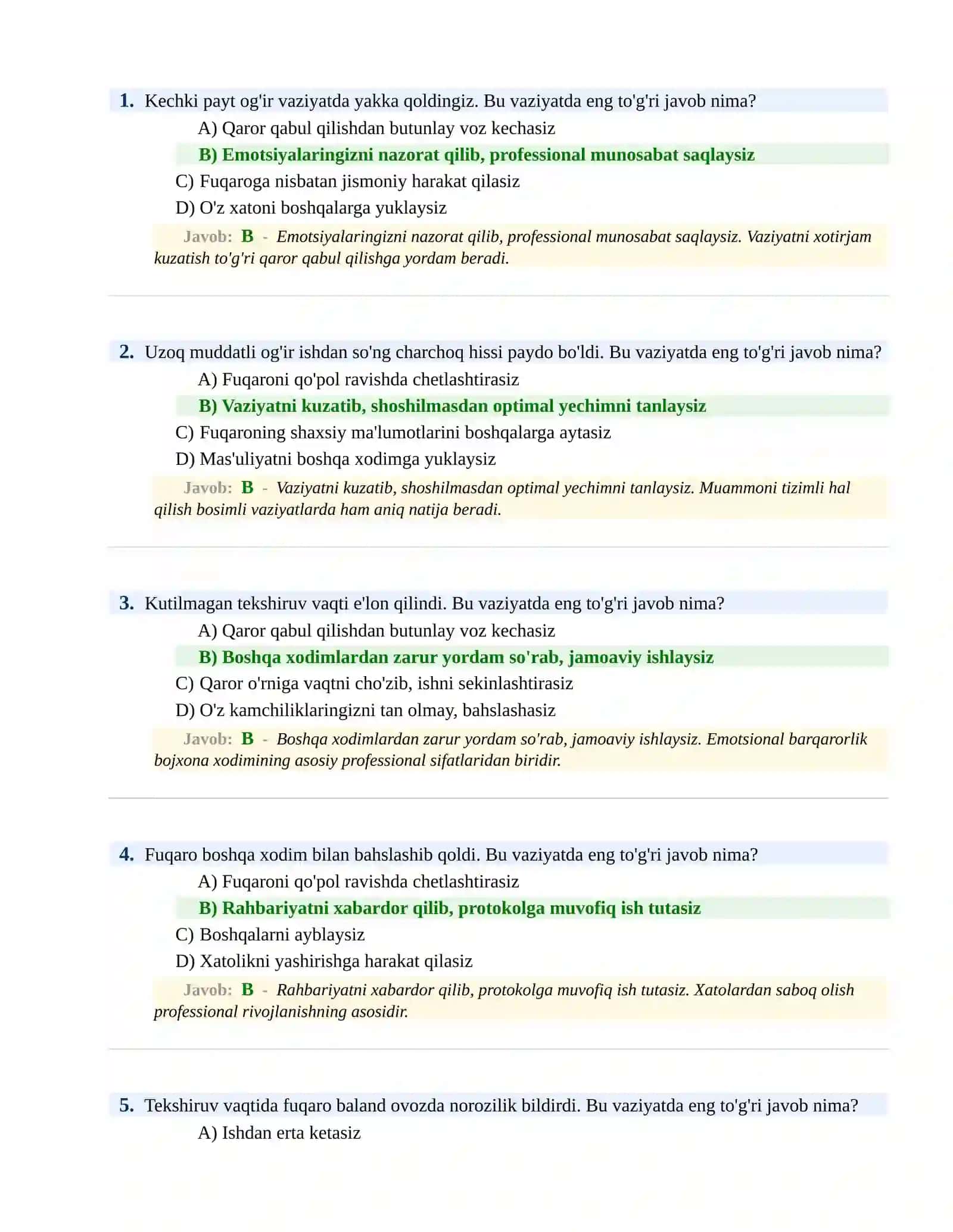 BOJXONA XIZMATIGA ISHGA KIRISH PSIXOLOGIK SINOV Testlari 2
