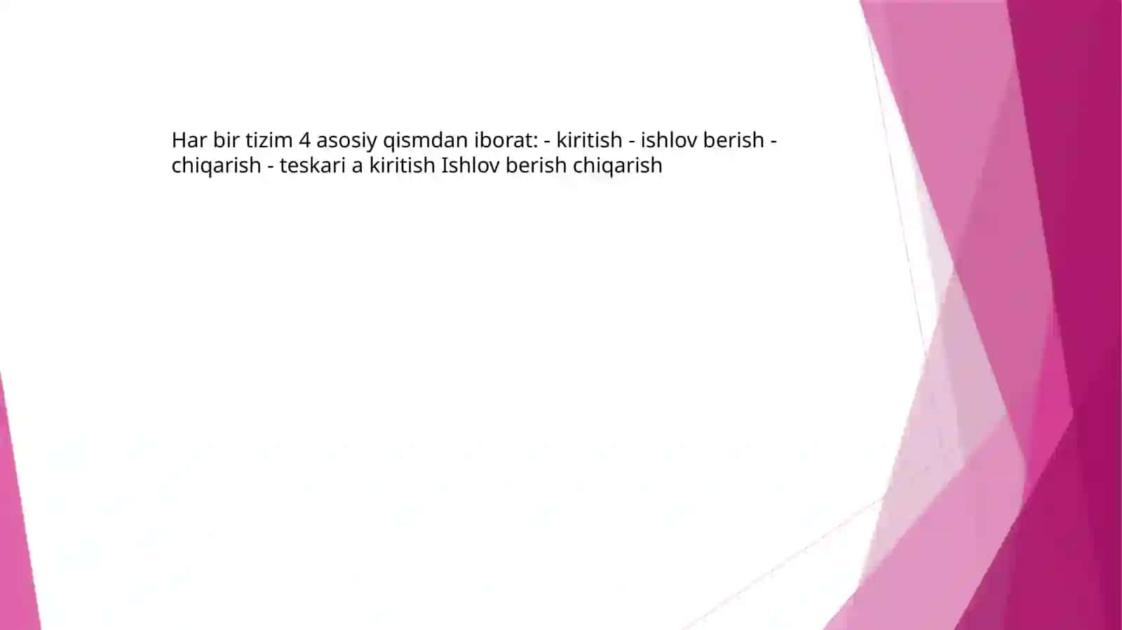 Turlariga ko'ra tizimlar 2