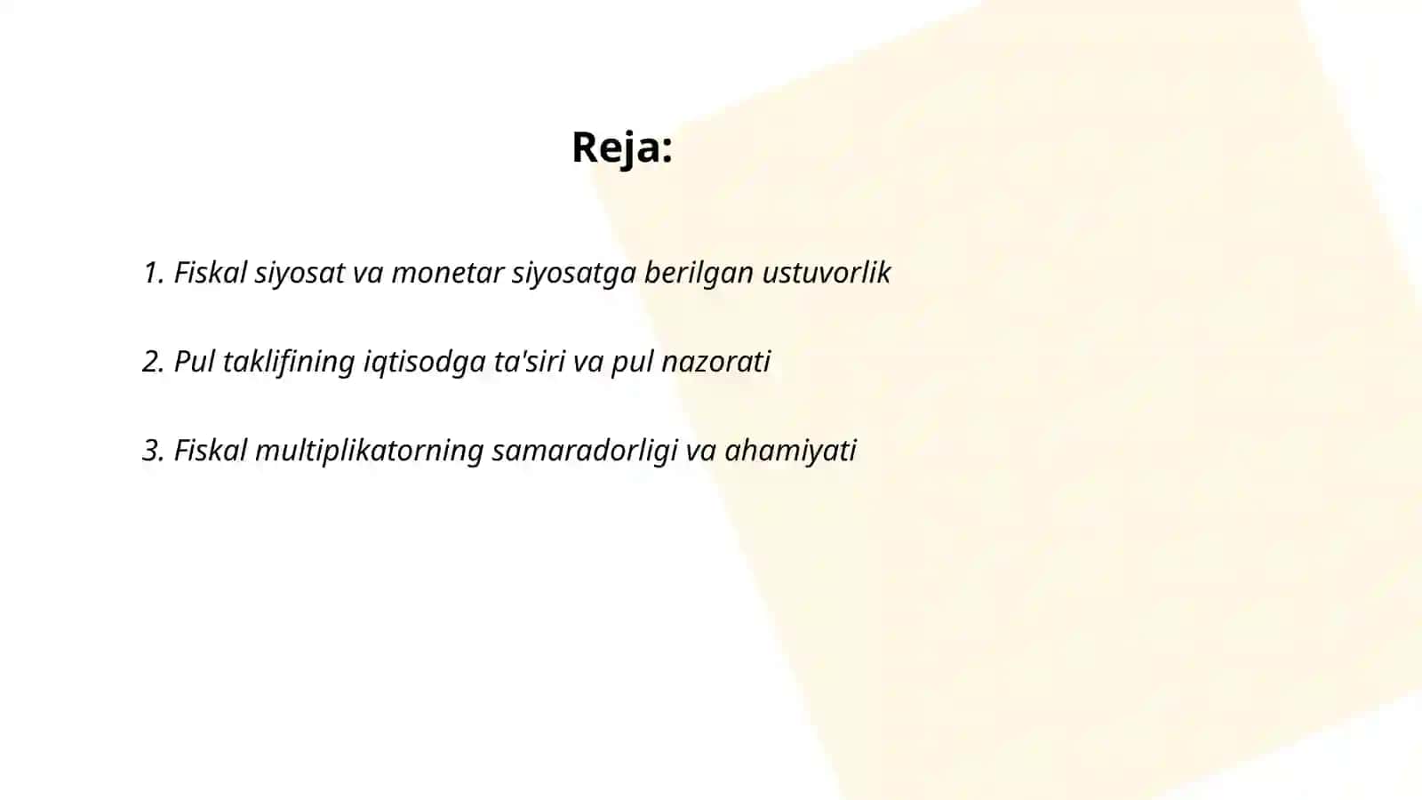 Fiskal siyosat va monetar siyosat 2