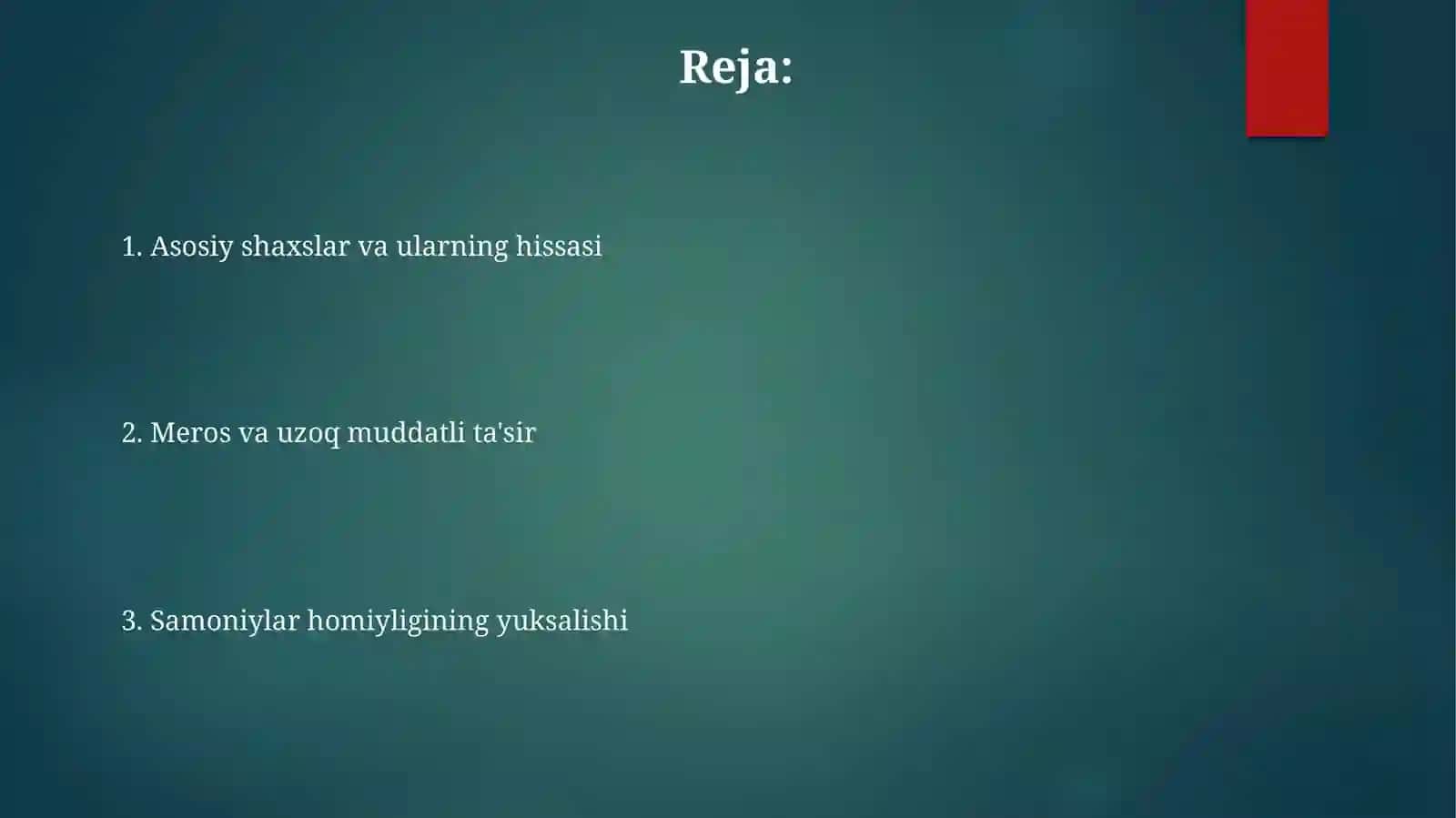 IX-XII asrlarda mamlakatimizda ro'y bergan madaniy uyg'onish. Renessans. Buyuk allomalarning hissasi 2