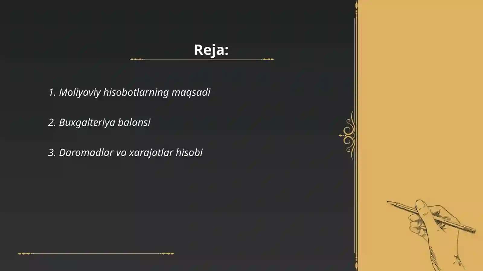 Moliyaviy hisobot shakllari va ularning tavsifi 2