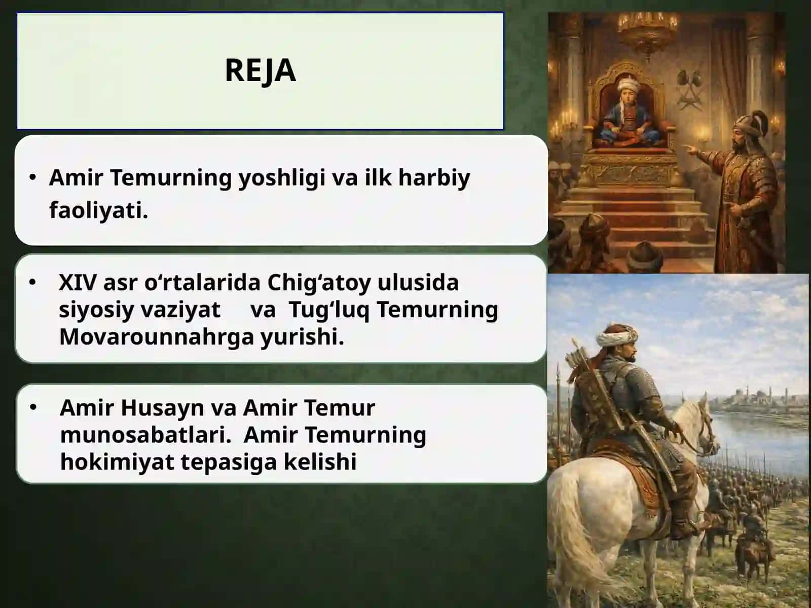 Amir Temurning siyosiy maydonga chiqishi 2