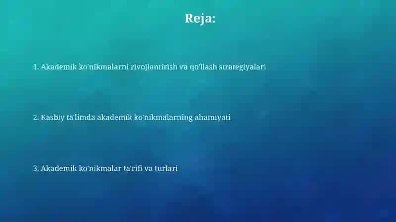 Kasbiy ta'limda akademik ko'nikmalarning o'rni 2