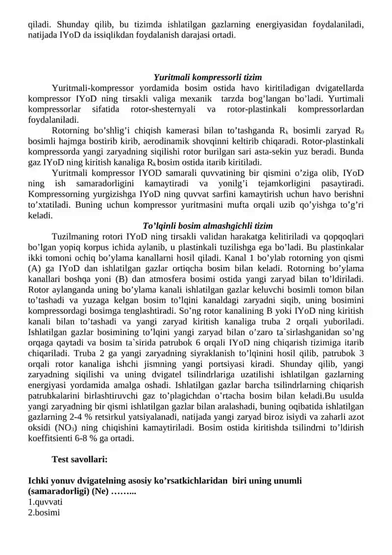 Bоsim оstida havо kiritish usulida dvigatelning asоsiy ko’rsatkichlarini yaxshilash 2