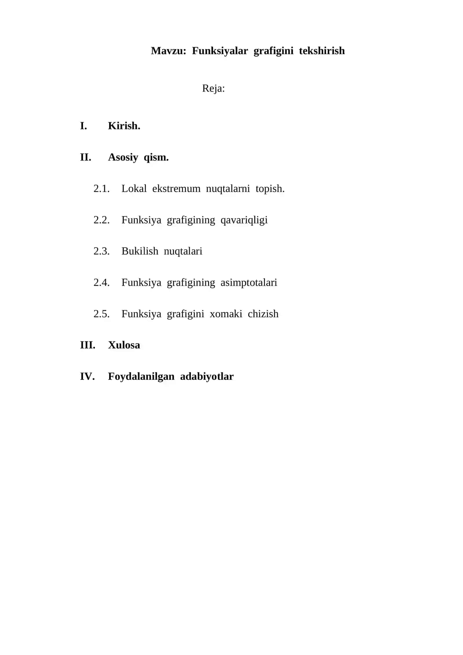 Funksiyalar grafigini tekshirish 2