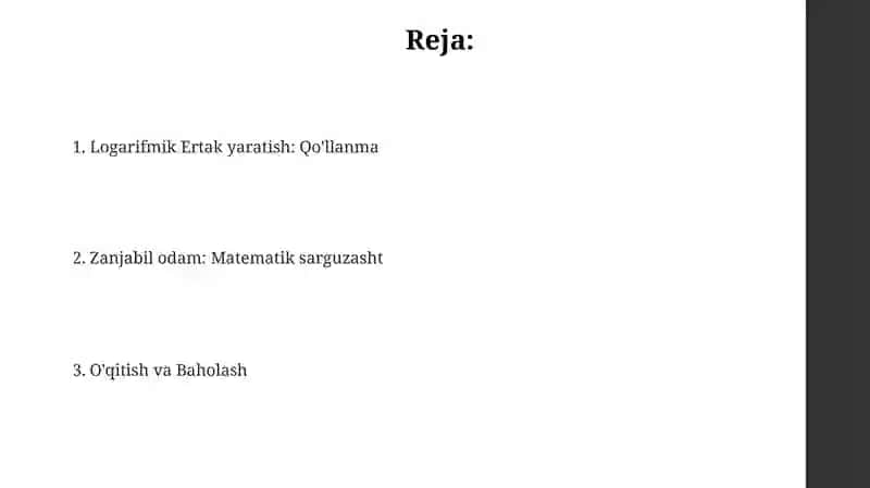 Logoritmik ertak yaratish 2