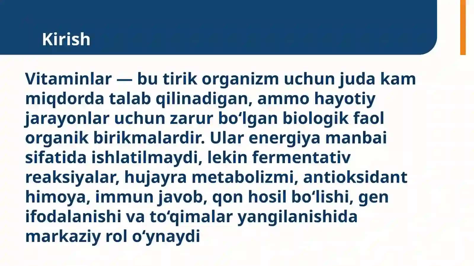 Vitaminlar. Vitaminlarning tuzilishi va kimyoviy xossalari 2