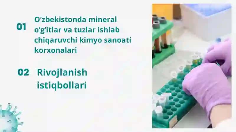 O'zbekiston mineral o'g'itlar va tuzlar ishlab chiqaruvchi kimyo sanoati korxonalari 2
