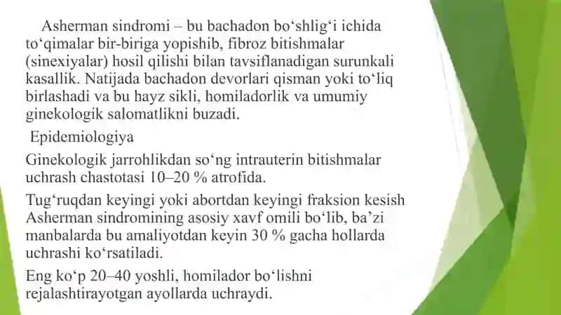Asherman sindromi Ginikalogiya 2