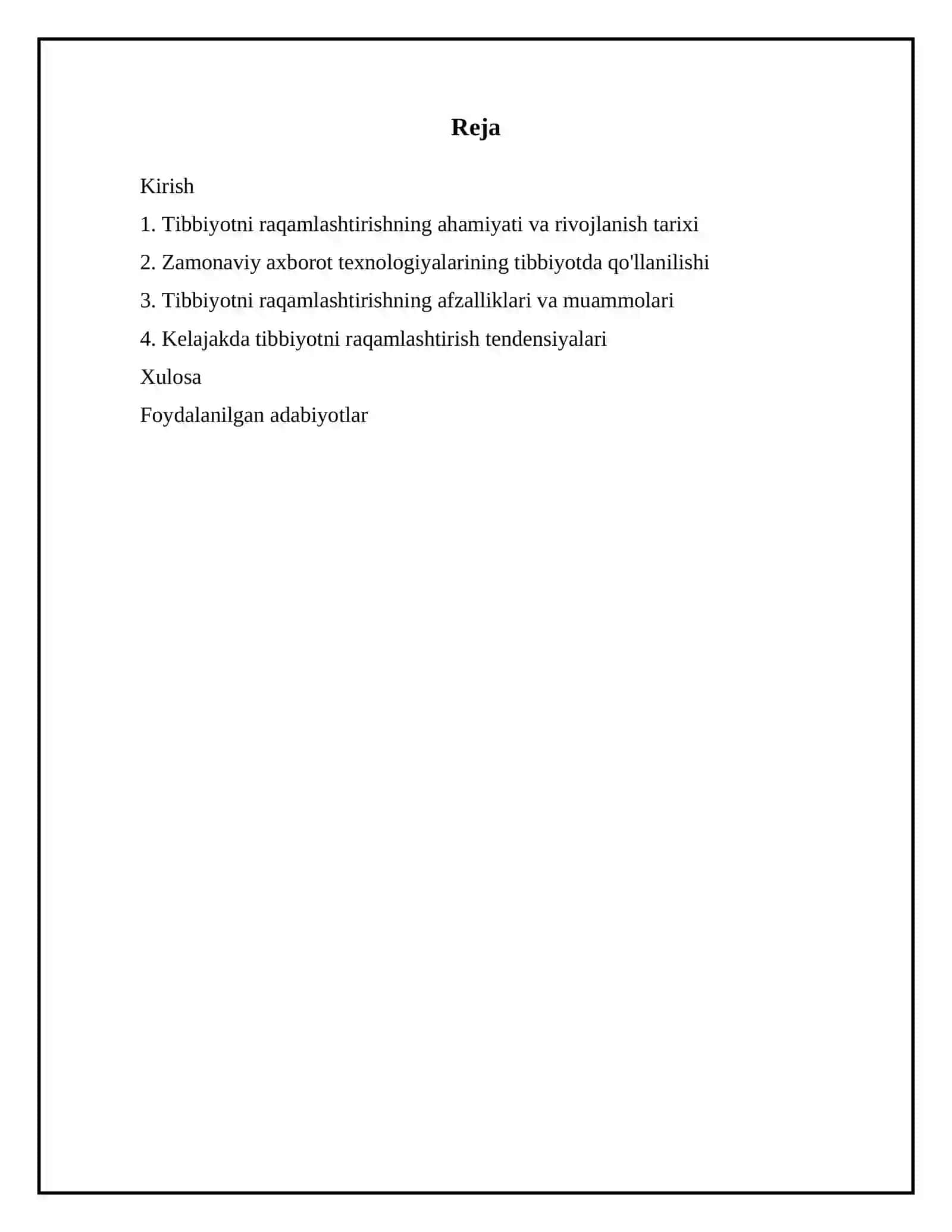 Tibbiyotni raqamlashtirish va zamonaviy axborot texnologiyalarining tibbiyotda qo'llanilishi 2