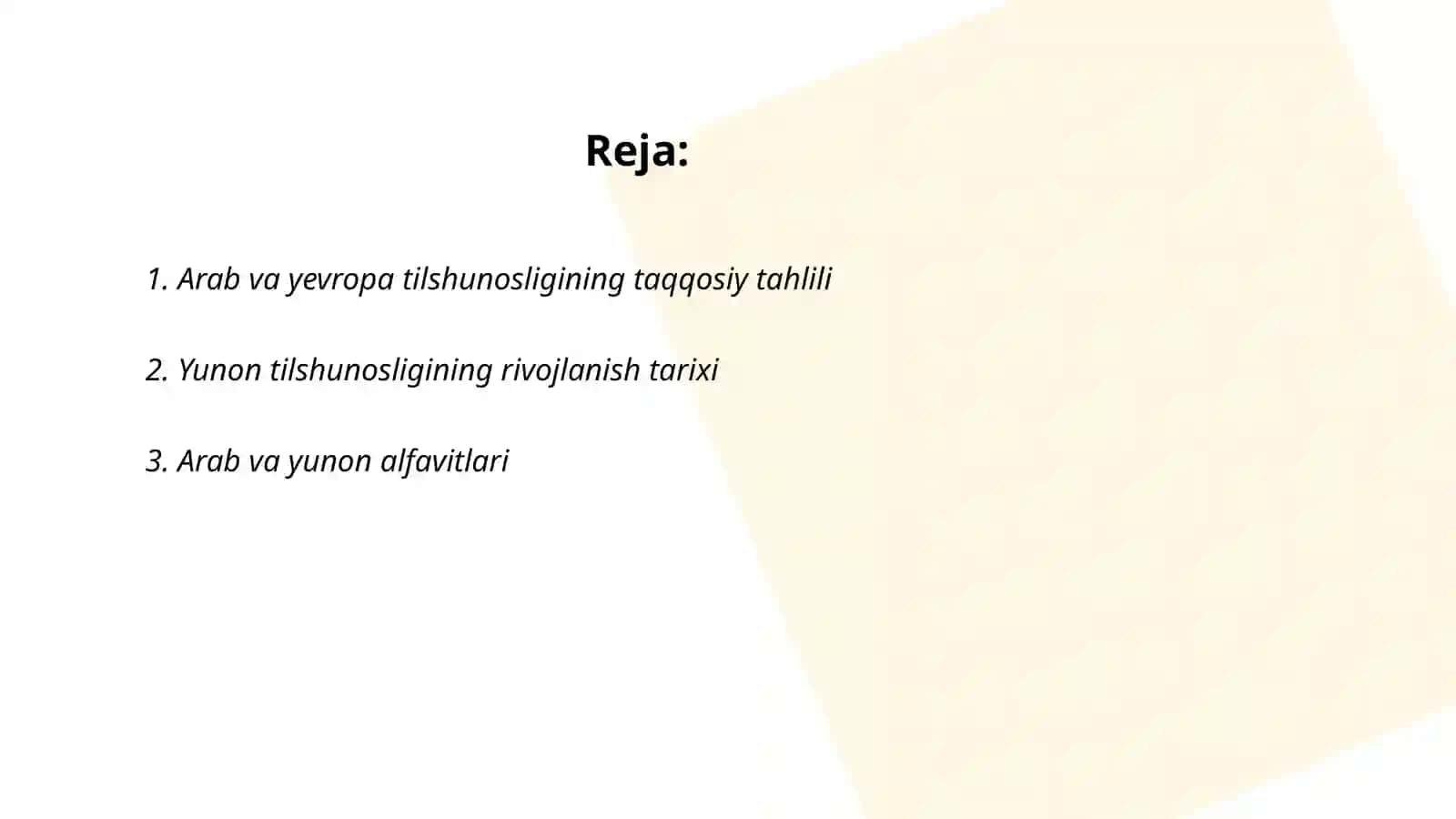 Arab va Yunon tilshunosligi 2