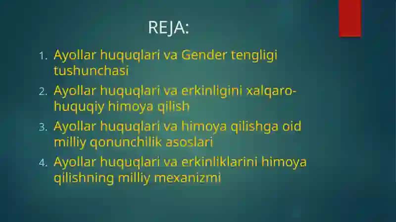 Ayollar huquqlari va Gender tengligi 2