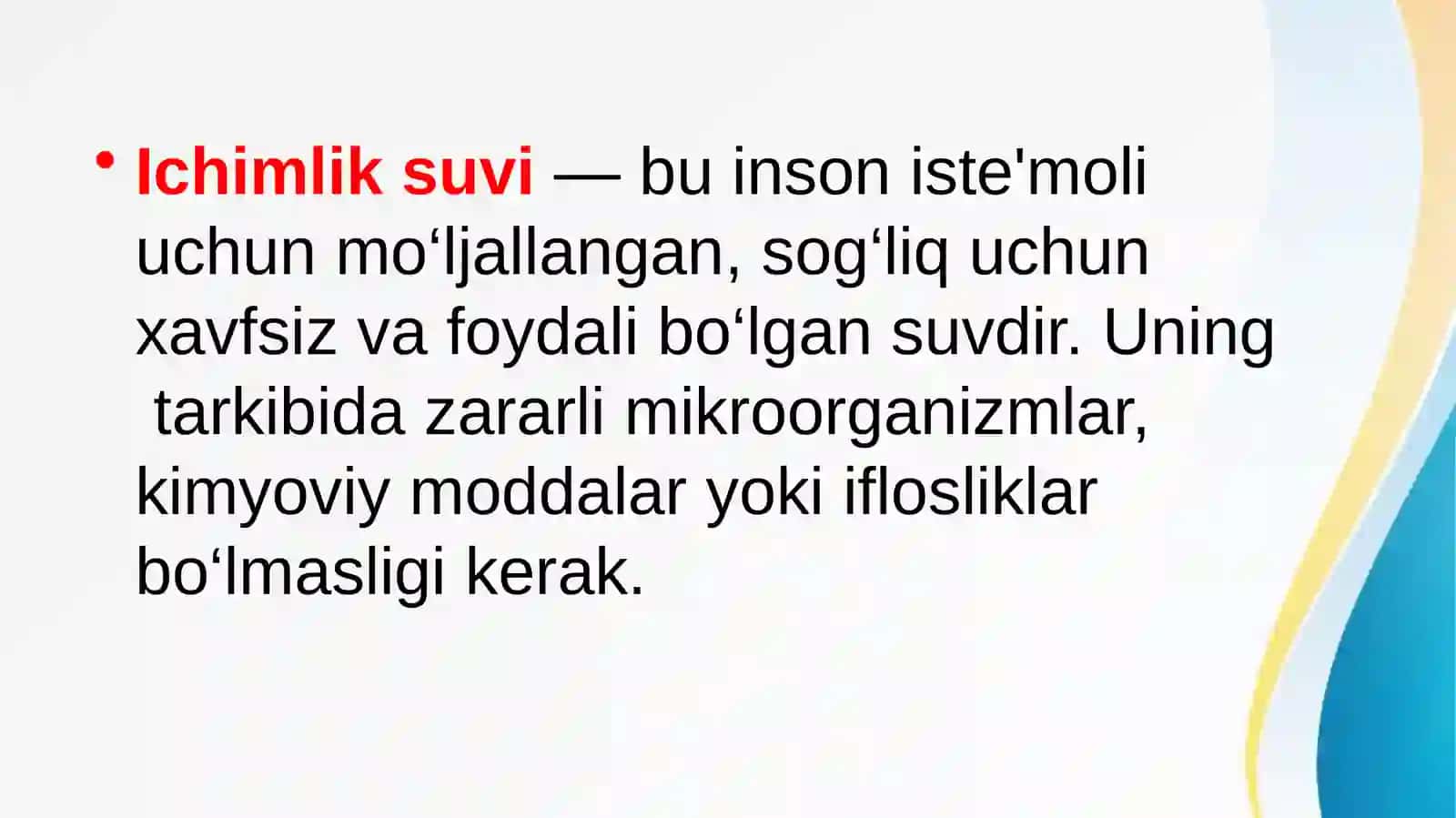 Ichimlik suvi sifatini yaxshilashning asosiy usullari 2