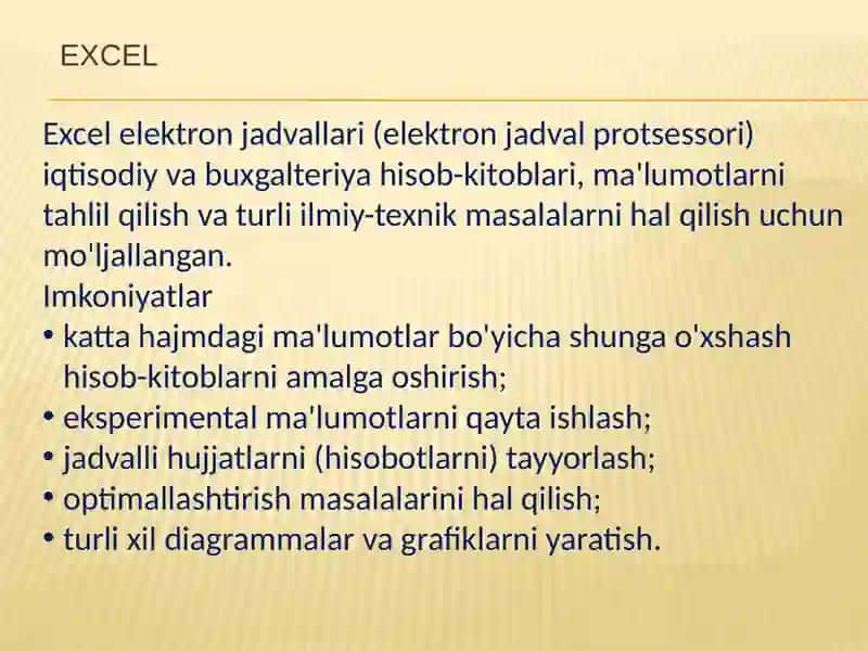 Iqtisodiy masalalarni yechishda jadval protsessorlaridan foydalanish 2