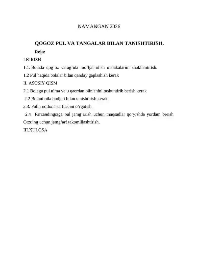 QOG’OZ PUL VA TANGALAR BILAN TANISHTIRISH 2