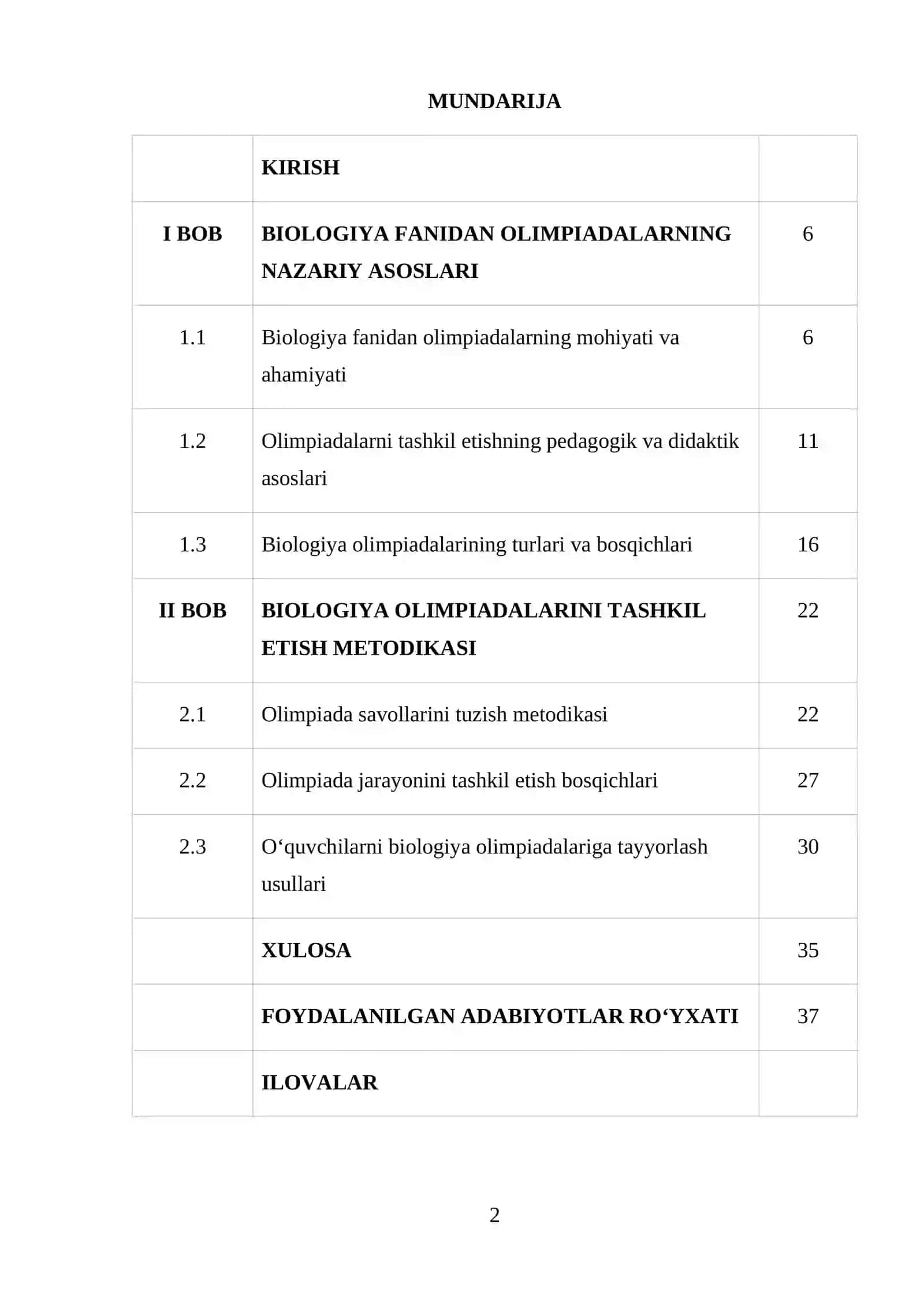 BIOLOGIYA FANIDAN OLIMPIADALARNI TASHKIL ETISH METODIKASI 2