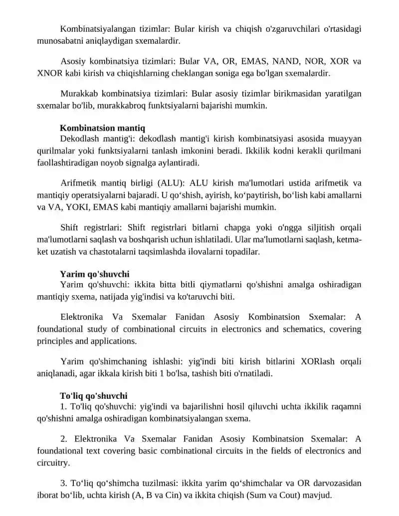 Elektronika Va Sxemalar Fanidan Asosiy Kombinatsion Sxemalar 2