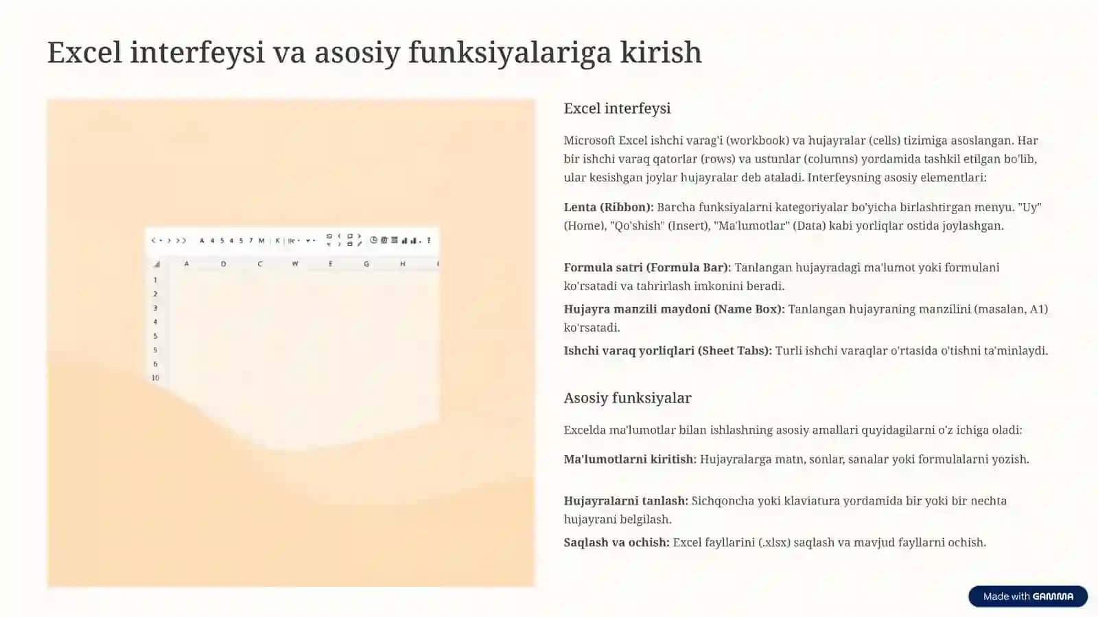 Microsoft Excel: Ma'lumotlarni Ko'rish, Qayta Ishlash va Umumlashtirish 2