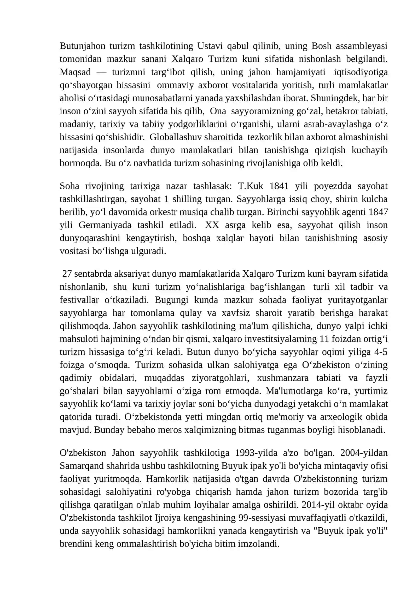 Xalqaro Turizm kuni 2