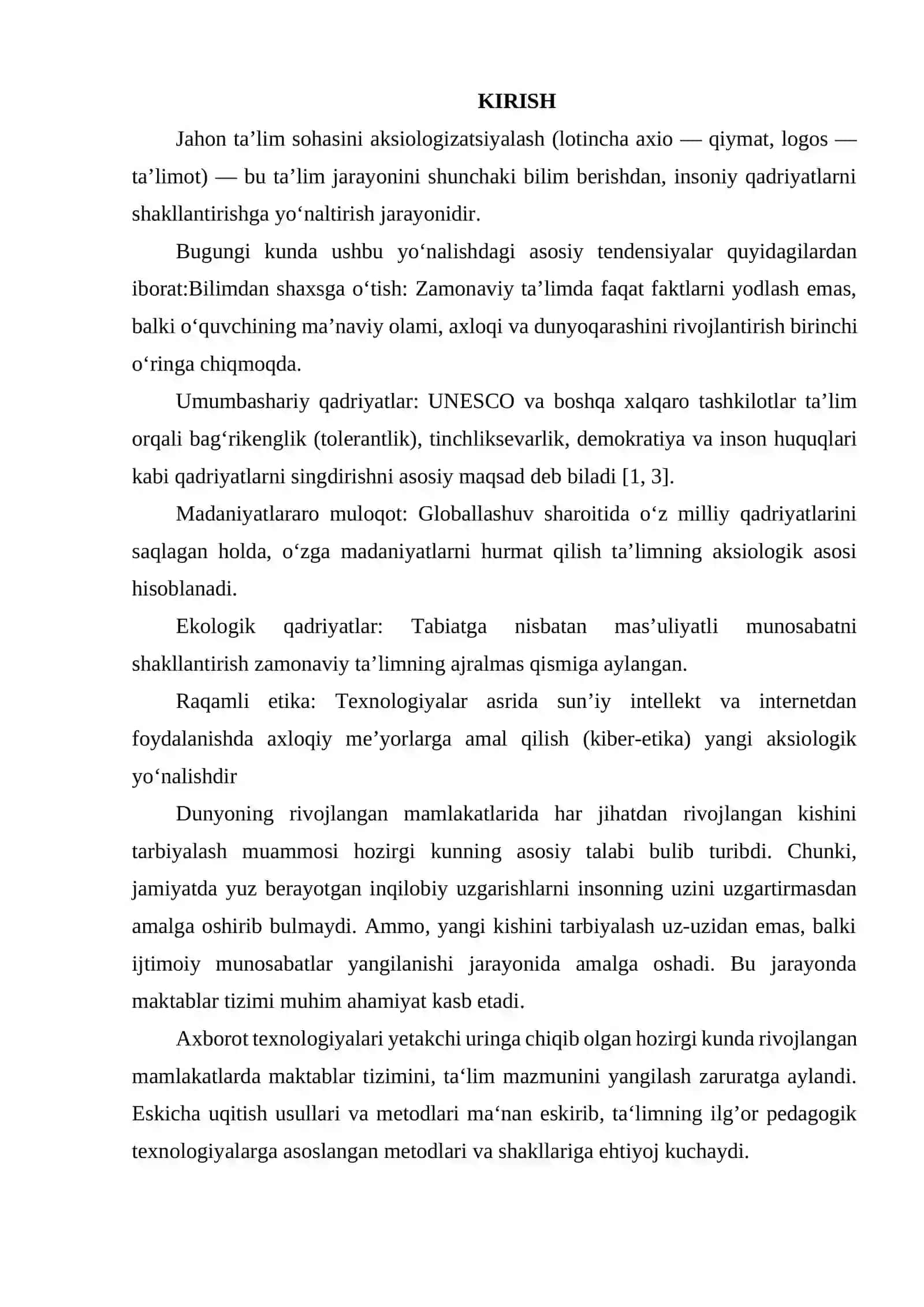 JAHON TA'LIM SOHASINI AKSIOLOGIZATSIYALASH 2
