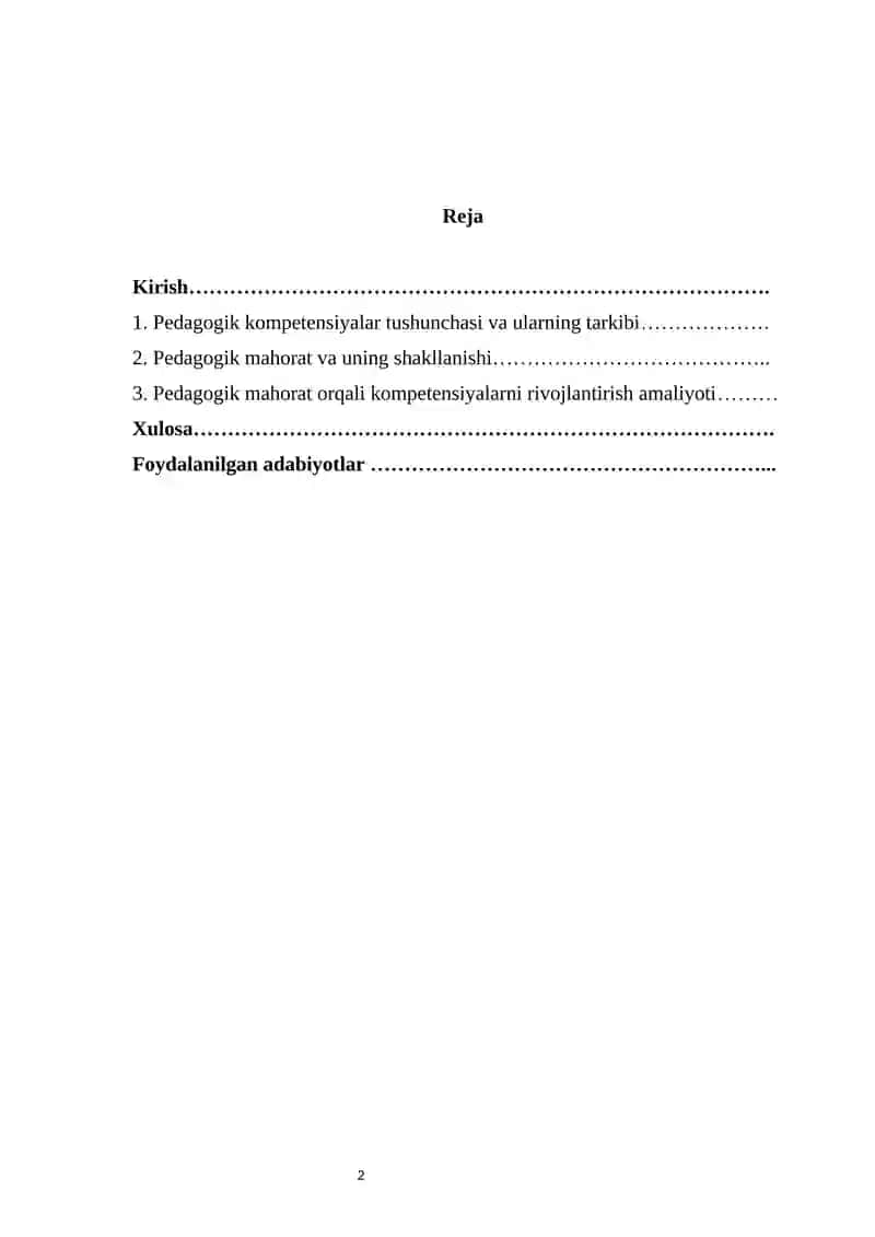 Pedagogik kompeensiyalarni shakllantirishda pedagogik mahorat o'rni 2