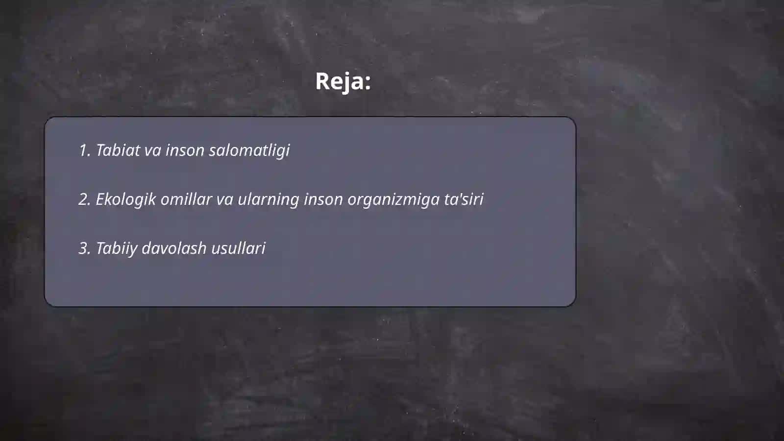 Tabiatning soģlomlashtiruvchi kuchlari va gigigenik omillari 2