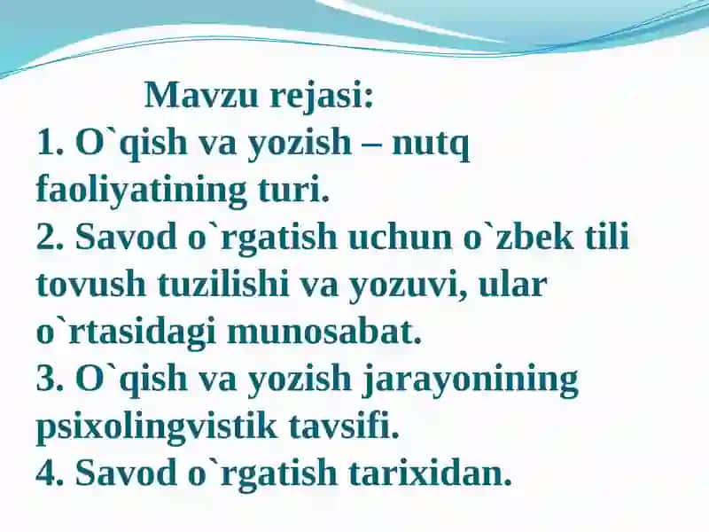 Savodo`rgatish metodikasi 2