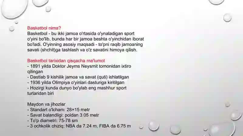 BASKETBOL O’YIN TEXNIKASI VA TAKTIKASI 2