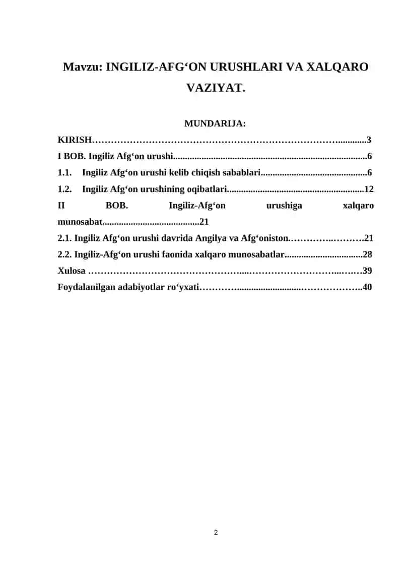 INGILIZ-AFG'ON URUSHLARI VA XALQARO VAZIYAT 2