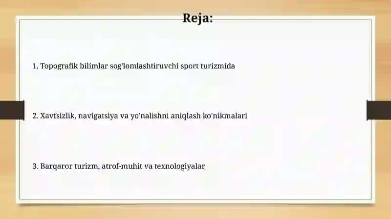 Sport sogʻlomlashtirish turizmida topografik bilimlar berish 2