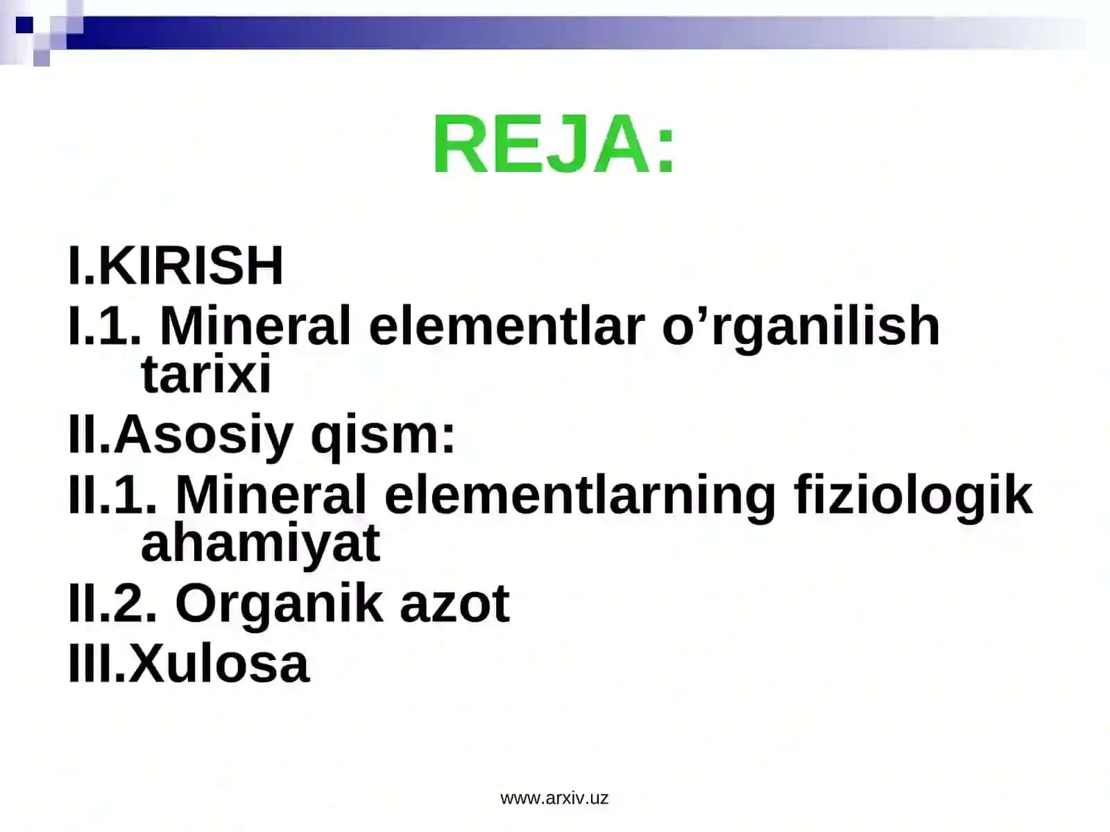 Mineral o'g'itlarni qo'llashning fiziologik asoslari 2