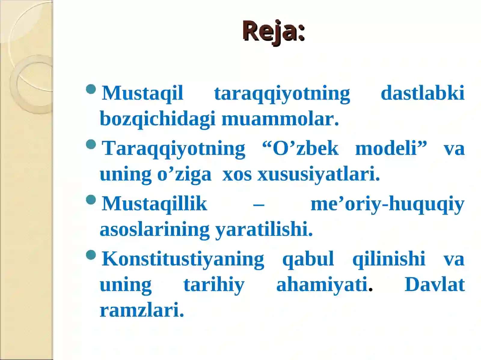 O‘zbekistonning o‘ziga xos istiqlol va taraqqiyot yo‘li 2
