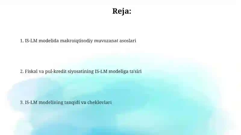 IS-LM modelida makroiqtisodiy muvozanat 2