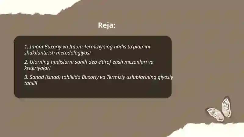 Imom Buxoriy va Imom Termiziyning hadis ilmiga qòshgan hissalarini qiyosiy tahlili 2