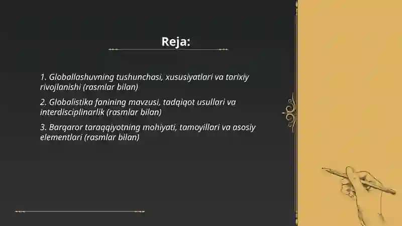 Globallashuv, globalistika va barqaror taraqqiyot jarayonarining mohiyati 2