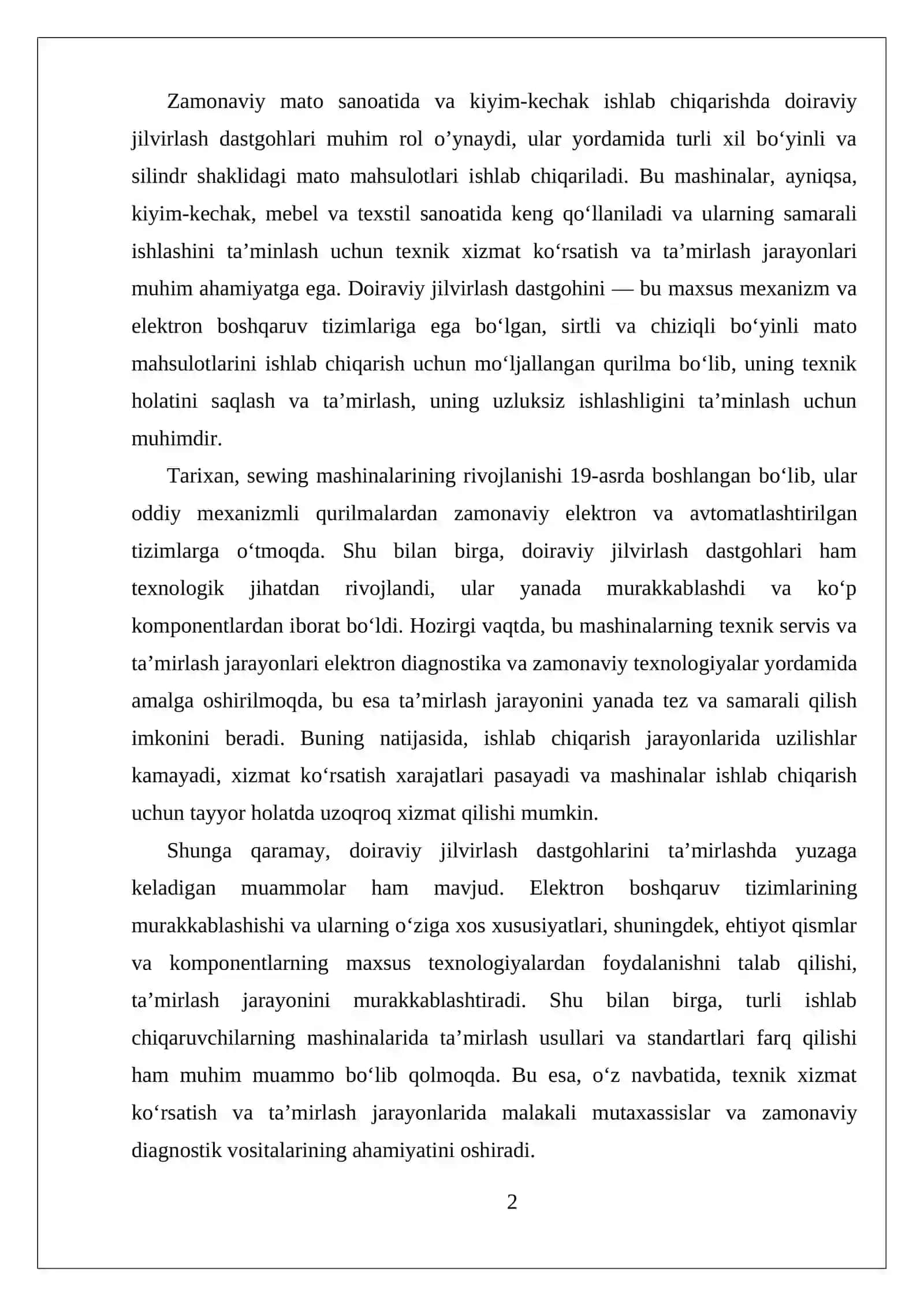 Zamonaviy mato sanoatida va kiyim-kechak ishlab chiqarish 2