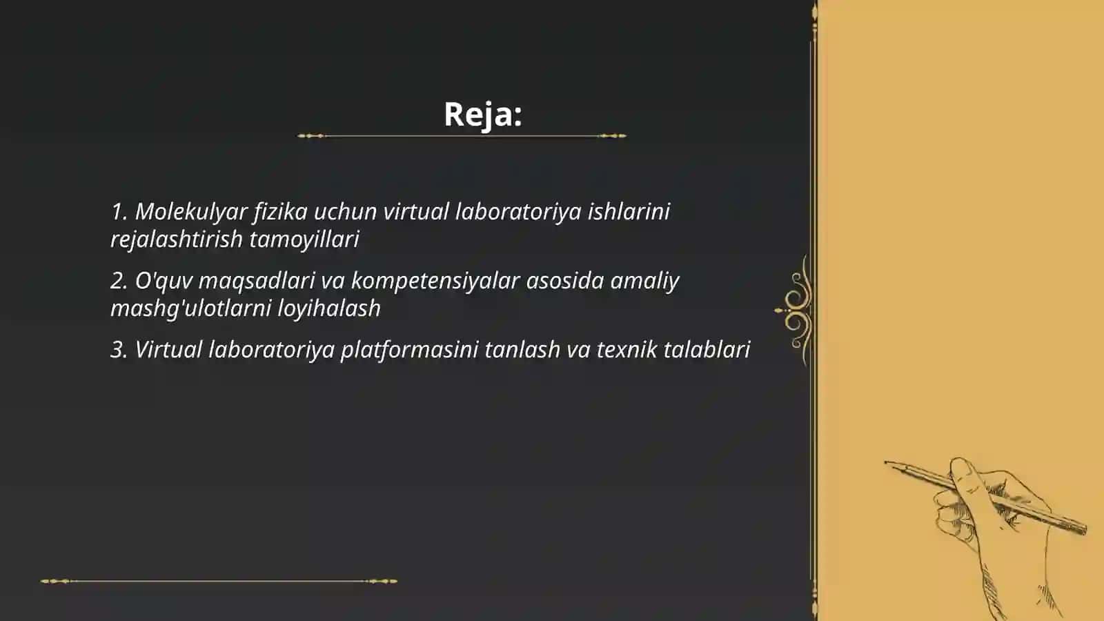 Molekulyar fizika bo'limlariga oid vertual laboratoriya ishlarini o'tkazish metodikasi 2