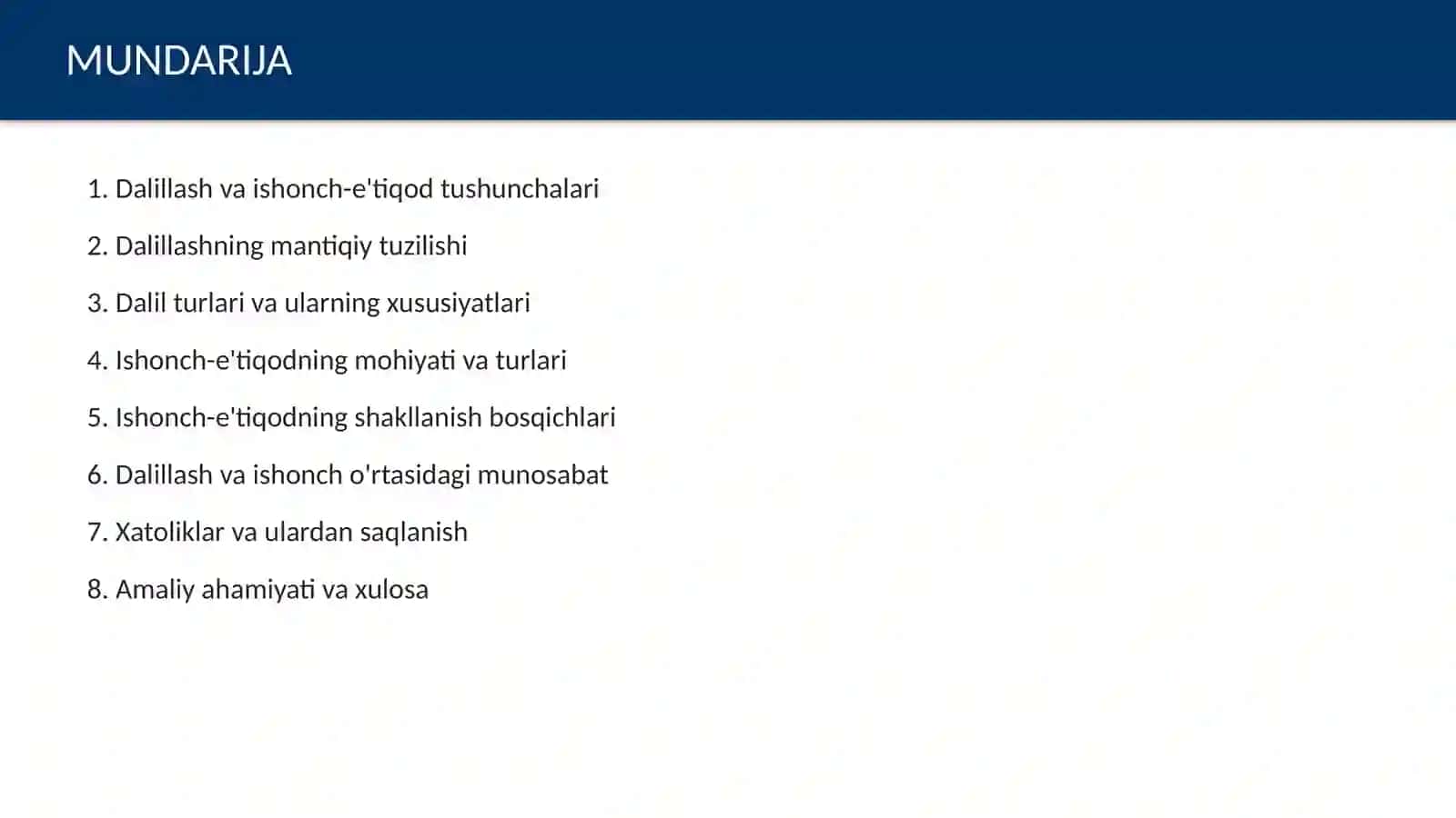 Dalillash va ishonch-eʼtiqodning shakllanish jarayoni 2