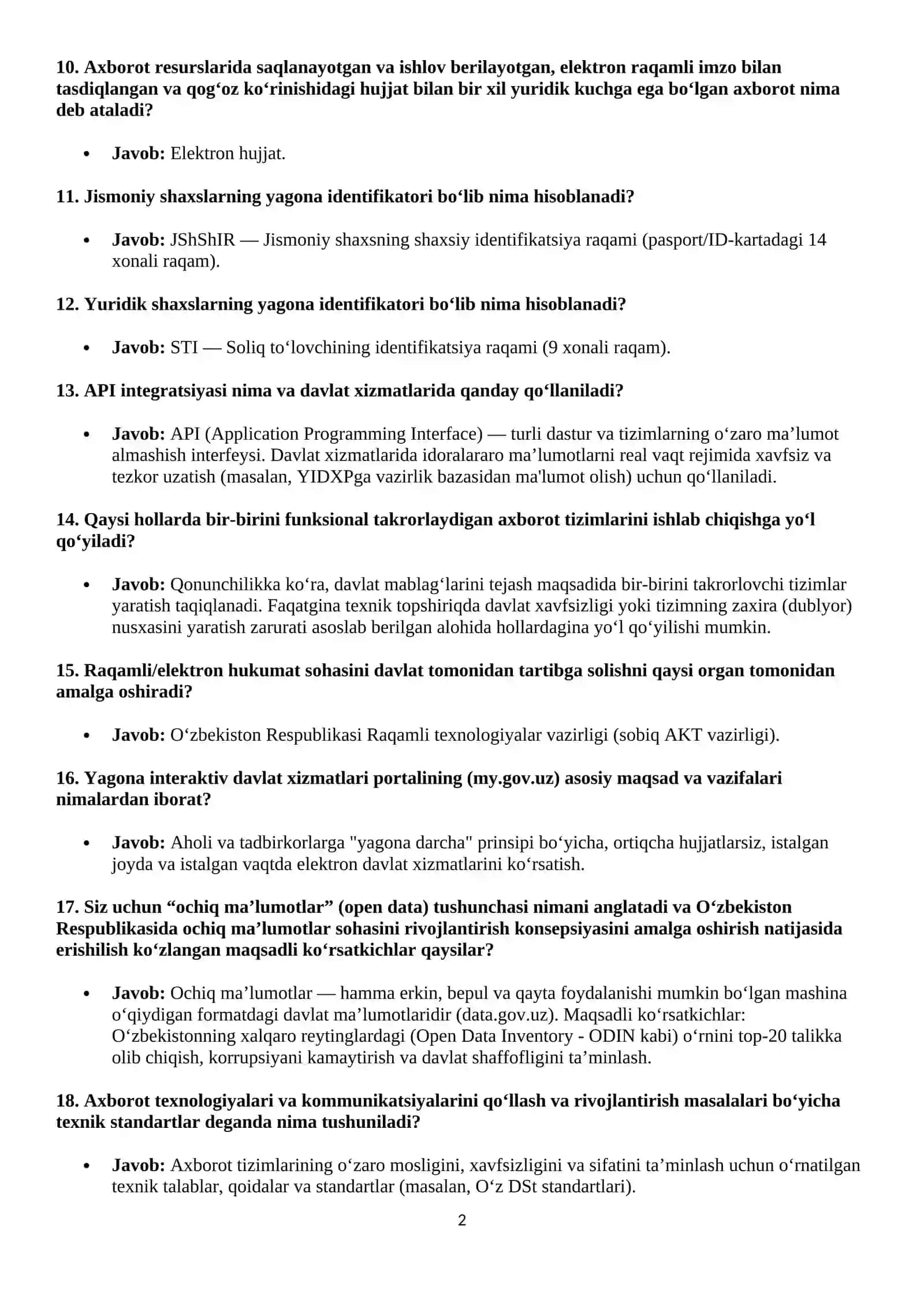 Agros 2026 suhbar salollari javoblari bilan (Axborot texnologiyalari va raqamlashtirish bo‘yicha bosh mutaxassisi) 2