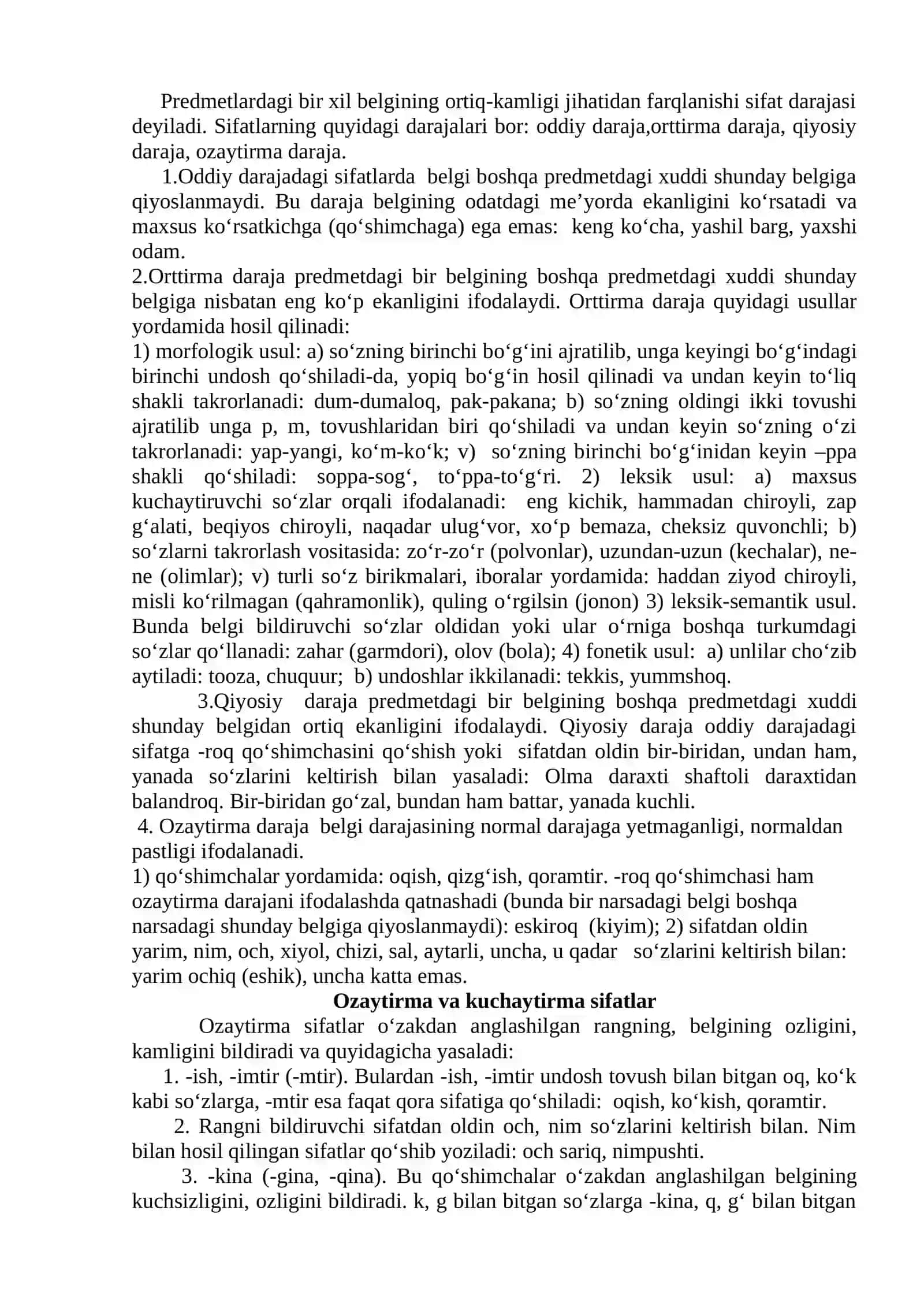 Sifat so’z turkumi, uning leksik-grammatik xususiyatlari 2