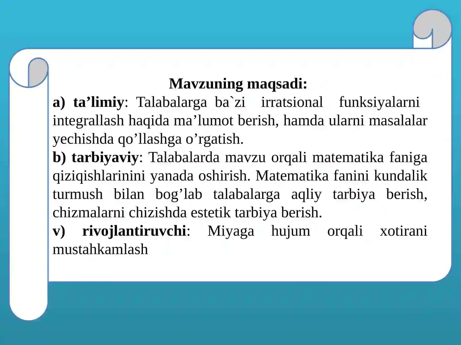SODDA IRRATSIONAL FUNKSIYALARNI INTEGRALLASH 2