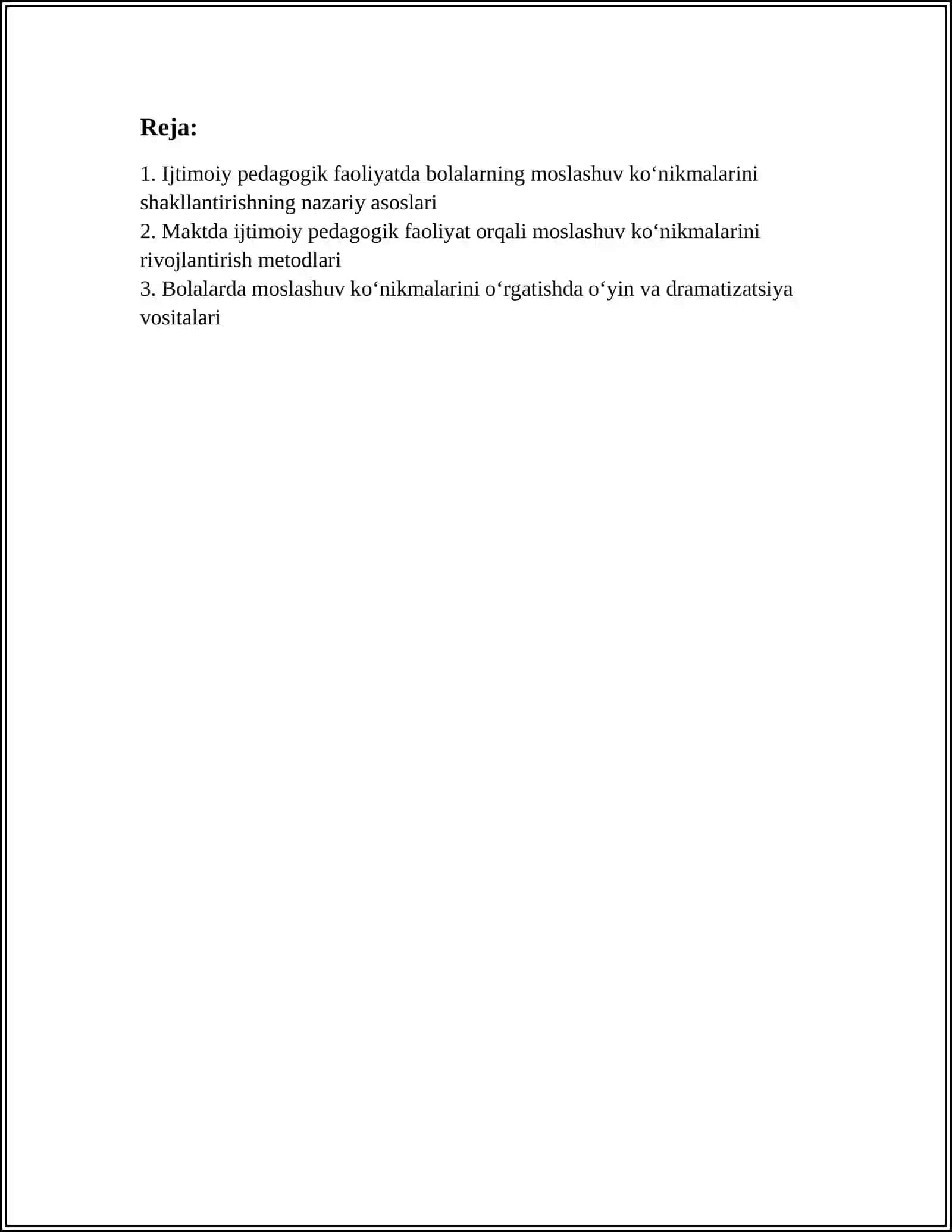 IJTIMOIY PEDAGOGIK FAOLIYATDA BOLALARNING MOSLASHUV KO’NIKMALARINI SHAKLLANTIRISH 2