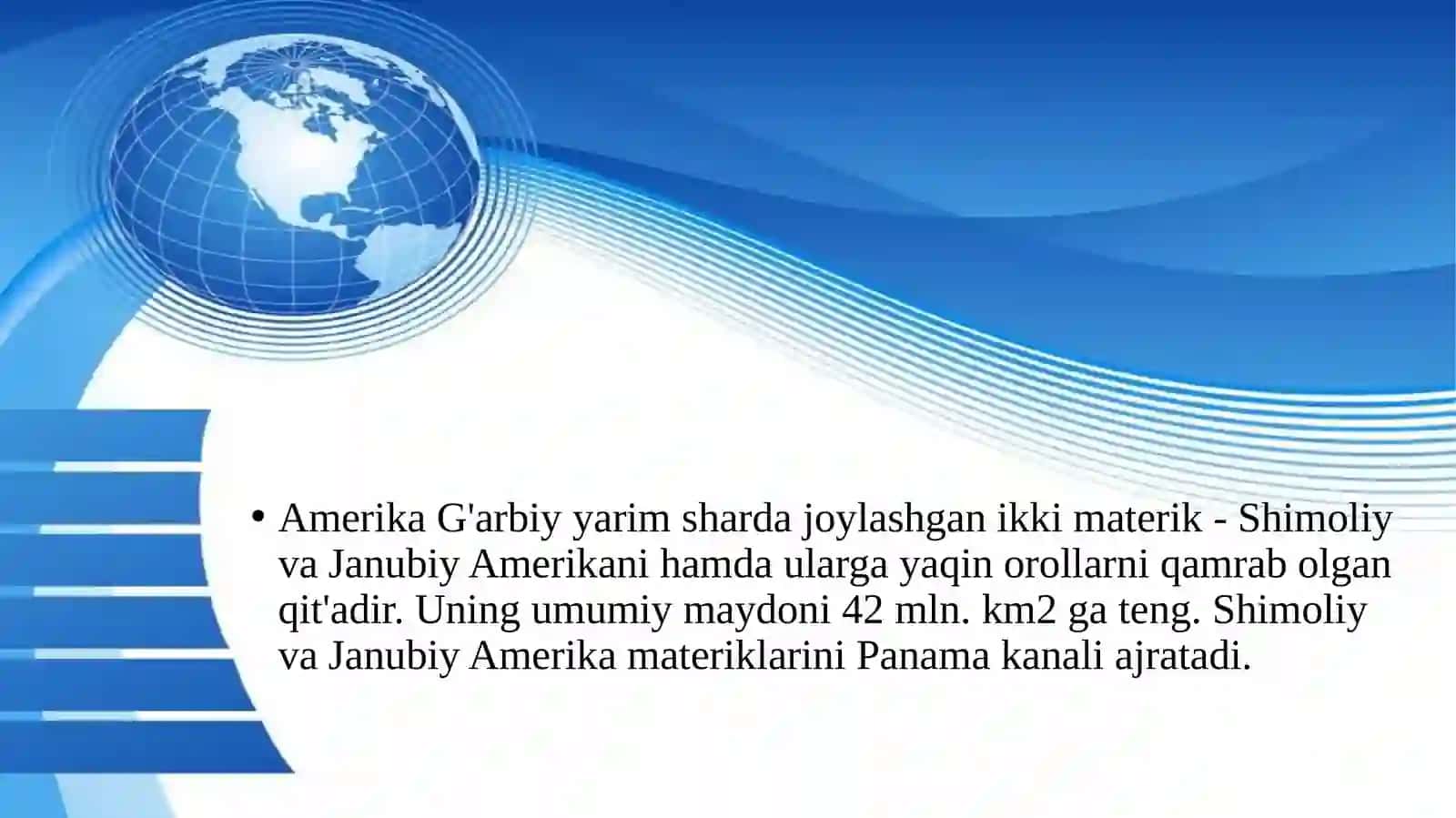 9-sinf Geografiya fanidan Amerikaning siyosiy xaritasi dars taqdimot 2