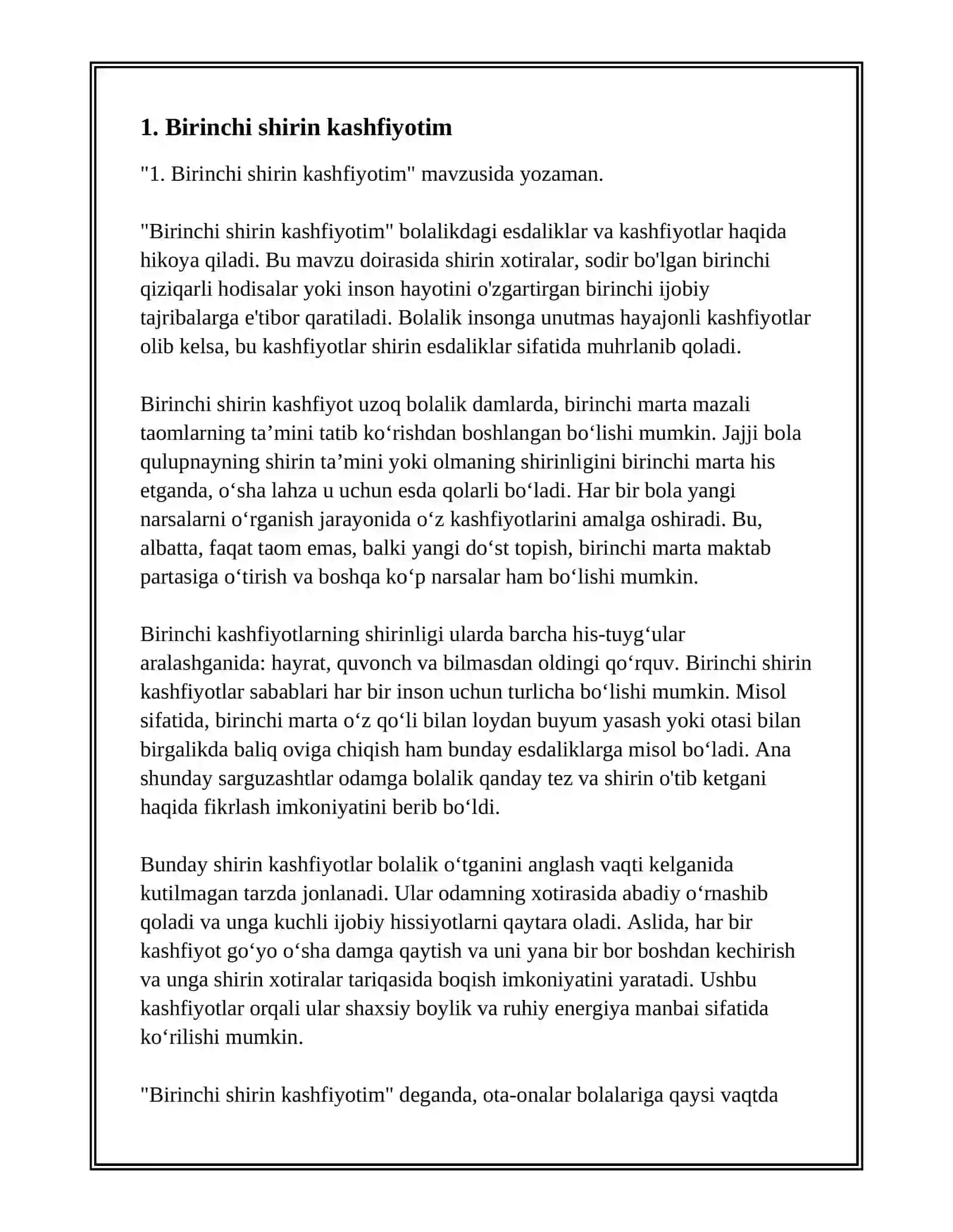 MENING SHIRIN KASHFIYOTLARIM 2